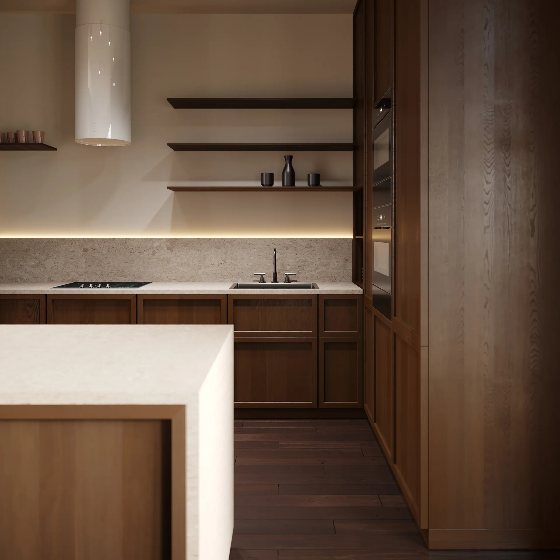 3d render: rustic kitchen