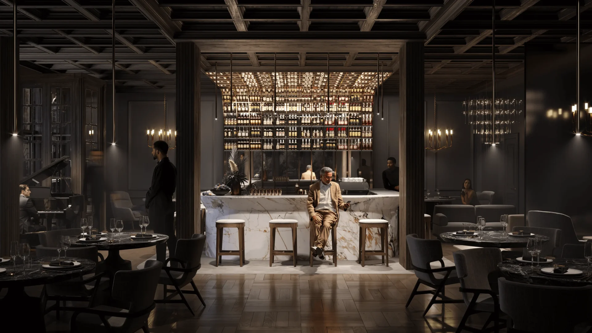 Photorealistic People: restaurant interior